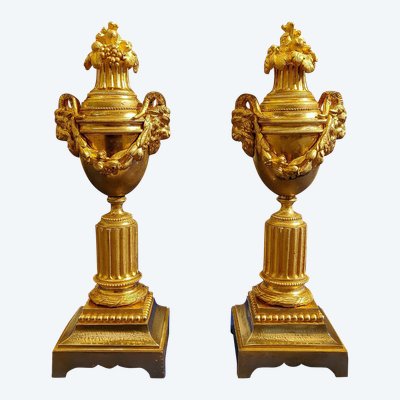 Reversible vases in gilded bronze Candlesticks Louis XVI style 19th century