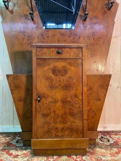 Coat rack - Art Deco period wardrobe in elm burl