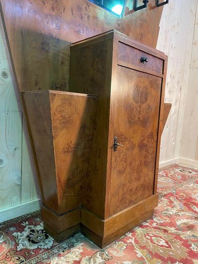 Coat rack - Art Deco period wardrobe in elm burl