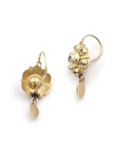 Georgian iberian diamond earrings in 14 karat gold, Georgian earrings, Spain