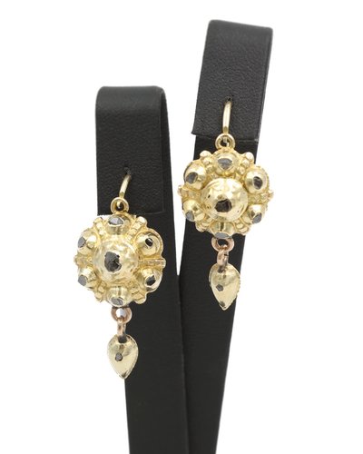 Georgian iberian diamond earrings in 14 karat gold, Georgian earrings, Spain