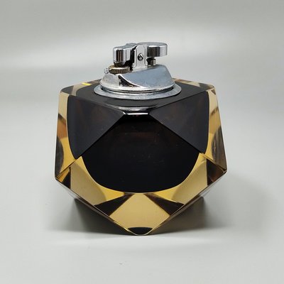 1960s Stunning Brown and Yellow Table Lighter in Murano Sommerso Glass By Flavio Poli for Seguso