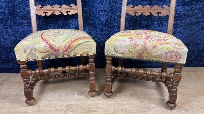 Pair Of Renaissance Walnut Reclining Chairs