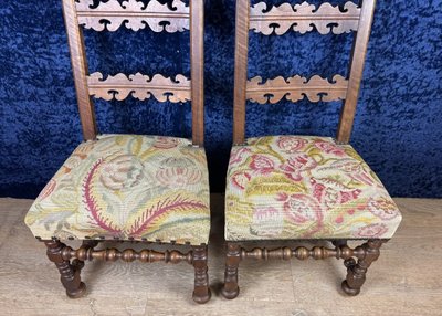 Pair Of Renaissance Walnut Reclining Chairs