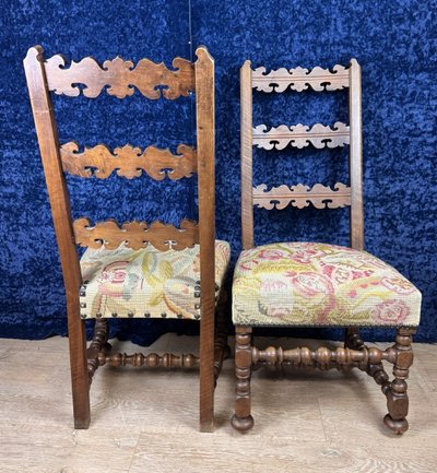 Pair Of Renaissance Walnut Reclining Chairs