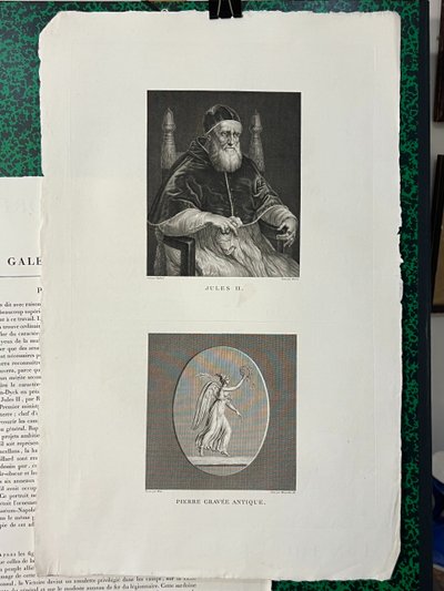 Jules II ,Raphael, Pierre gravée antique Victoire,  Gravure à l’eau forte 