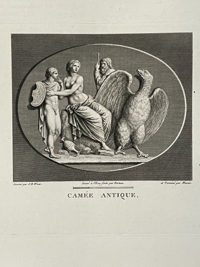 Portrait of Leon X, Raphael, Antique cameo Ganymede, Juno and Jupiter, Etching