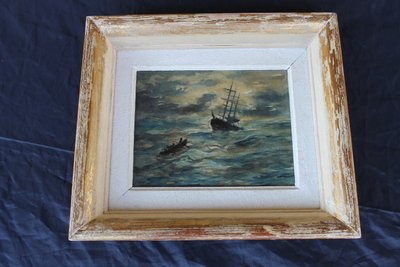 Pair of watercolors of Brittany: marine and mass exit signed Henri Davy, 20th century