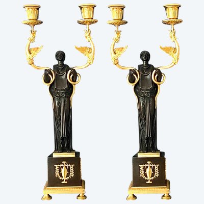  pair of candelabras circa 1810, empire period