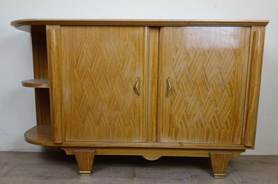 Nach Jules Leleu: Seltenes Eck-Sideboard aus hellem Holz, Art Deco-Zeit, um 1930