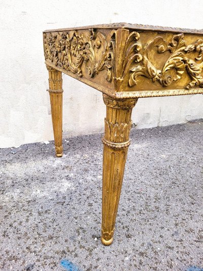 Gilded Wood Center Table With Marble Top, Late 19th Century