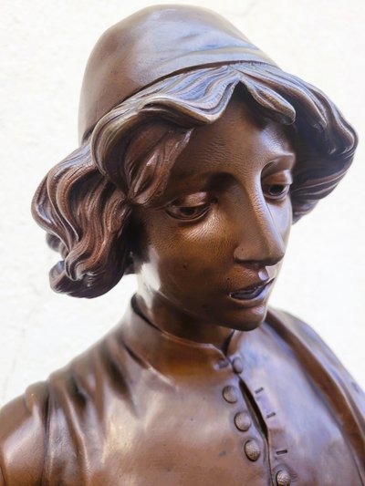 Paul Dubois, Le Chanteur Florentin du XVème siècle, Bronze Signed, 19th Century