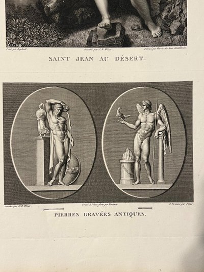 Saint John in the desert, Raphael, Pansy with Medusa's head Genius of Jupiter Etching