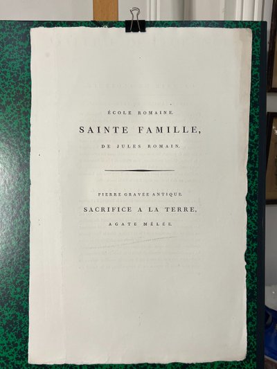  Sainte Famille, Jules Romain, Sacrifice à la Terre Pierre gravée antique Gravure à l’eau forte