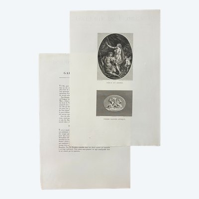 Venus et Adonis, Zucchero, Les Jardins de l’Océan Pierre gravée antique Gravure à l'eau forte