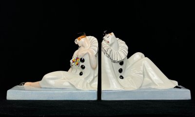 Genvane - Pierrot Et Colombine Earthenware Bookends