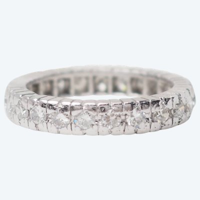 American wedding band in platinum and diamonds 0.92ct