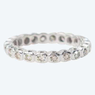 American wedding band in white gold and diamonds 0.22ct