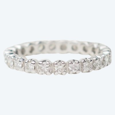 American wedding band in white gold and diamonds 0.72ct