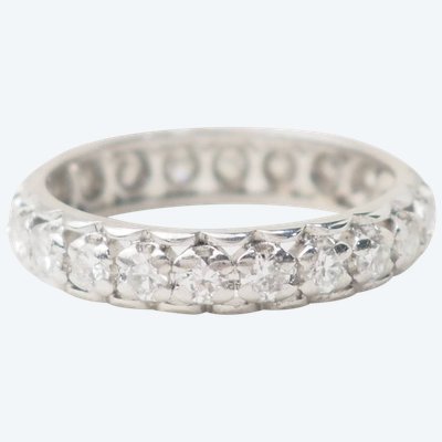 American wedding band in white gold and diamonds 0.88ct