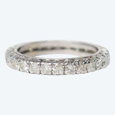 American wedding band in white gold and 1.12ct diamonds