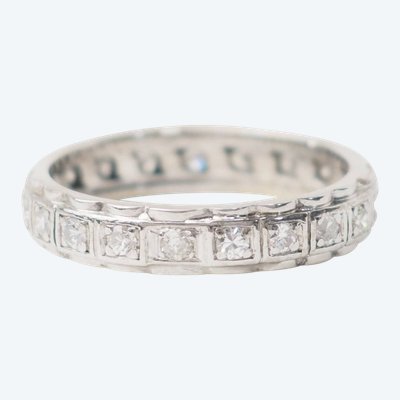 American wedding band in white gold and diamonds 0.52ct