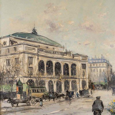 Jean-Bernard Trotzier The Itinerant Florist Place du Châtelet oil on canvas 20th century