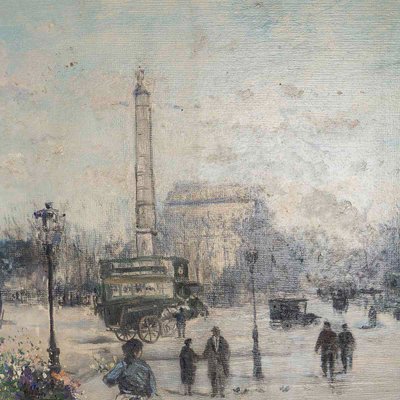 Jean-Bernard Trotzier The Itinerant Florist Place du Châtelet oil on canvas 20th century