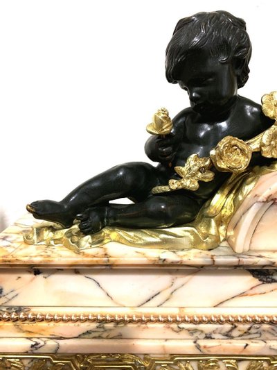 L'amour à la rose marble and ormolu mantel set