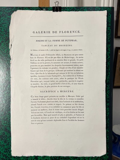 Giuseppe e la moglie di Putifarre, Bronzino, Sacrificio a Mercurio, acquaforte