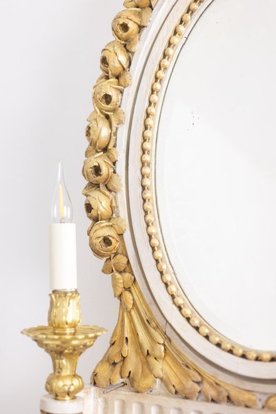 Louis XVI style gilded and lacquered wood console table. Circa 1900. LS48851756Q