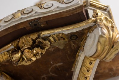 Louis XVI style gilded and lacquered wood console table. Circa 1900. LS48851756Q