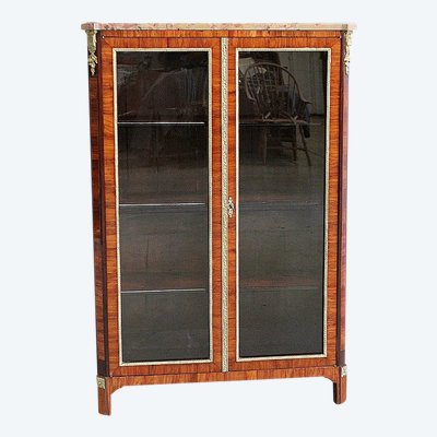 Petite Vitrine en Placage d’Acajou Blond, Style Louis XVI – XIXe