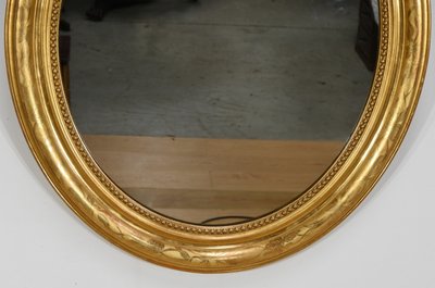 Oval mirror in gilded wood, Louis XVI style, Napoleon III period - Mid-19th century