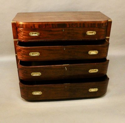 Double Mahogany Marine Chest of Drawers XIXth England with writing table