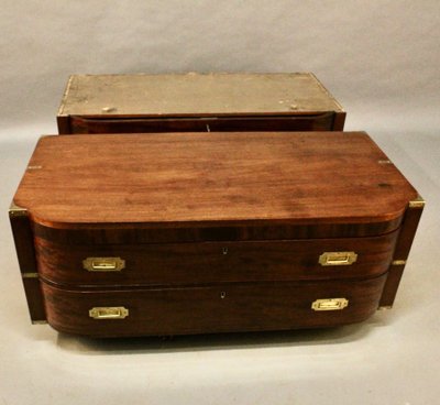 Double Mahogany Marine Chest of Drawers XIXth England with writing table