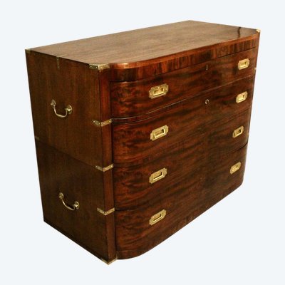 Double Mahogany Marine Chest of Drawers XIXth England with writing table