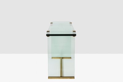 Peter Ghyczy. Glass and gilded brass console. Circa 1970. LS61102051G