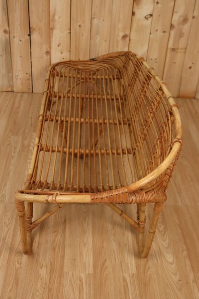 60's Rattan Méridienne