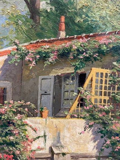 Pauline Elisabeth DELACROIX GARNIER - Villa And Flowered Garden Oil On Canvas