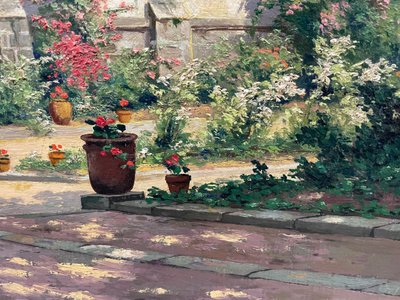 Pauline Elisabeth DELACROIX GARNIER - Villa And Flowered Garden Oil On Canvas