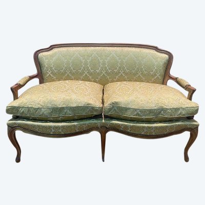 Sofa - Louis XV style bench in yellow silk