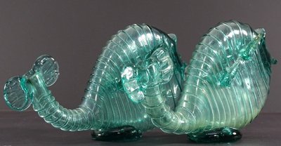 Venice, Murano Island, 1950s, Pair Of Blown Glass Soliflores Depicting Fish.