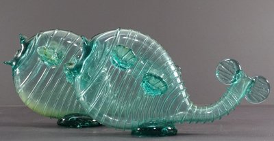 Venice, Murano Island, 1950s, Pair Of Blown Glass Soliflores Depicting Fish.