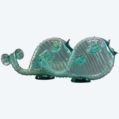 Venice, Murano Island, 1950s, Pair Of Blown Glass Soliflores Depicting Fish.