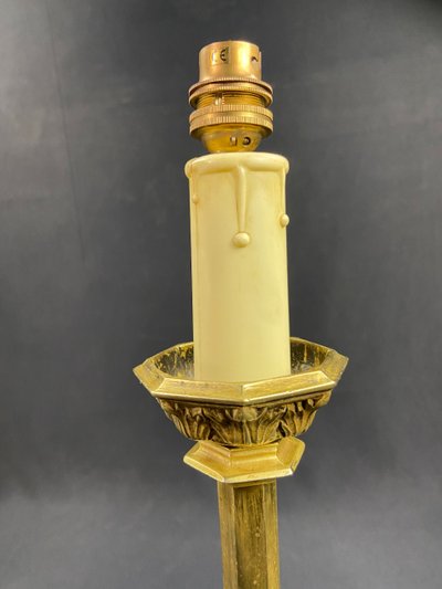 Neo-Gothic bronze lamp base, 19th century