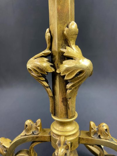 Neo-Gothic bronze lamp base, 19th century