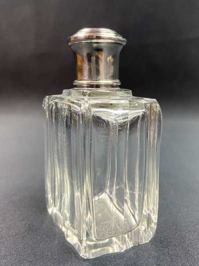 Art Deco crystal bottle with solid Minerve silver mounting