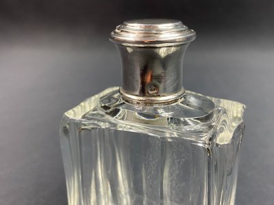 Art Deco crystal bottle with solid Minerve silver mounting