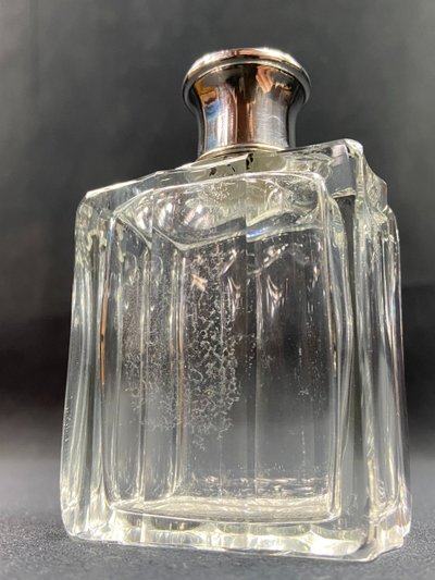 Art Deco crystal bottle with solid Minerve silver mounting